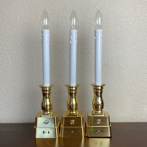 Holiday Bethlehem Lights Set Of 3 Adjustable Window Candles Battery